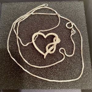 I Promise Diamond Tilted Heart with Infinity Pendant in Sterling Silver……